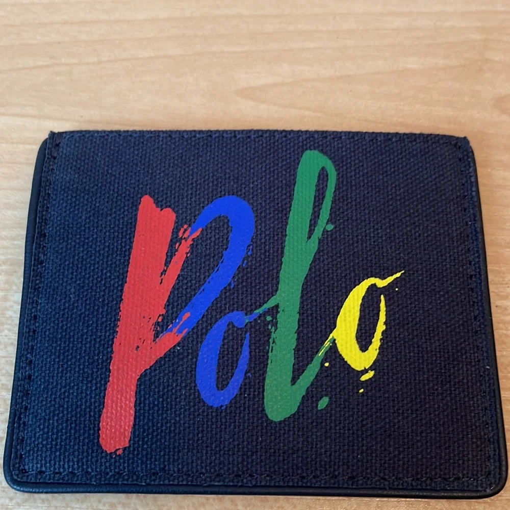 Polo Multicolor Canvas Card Holder w/ POLO Logo AND 3 Pack Grey Dress Liners
